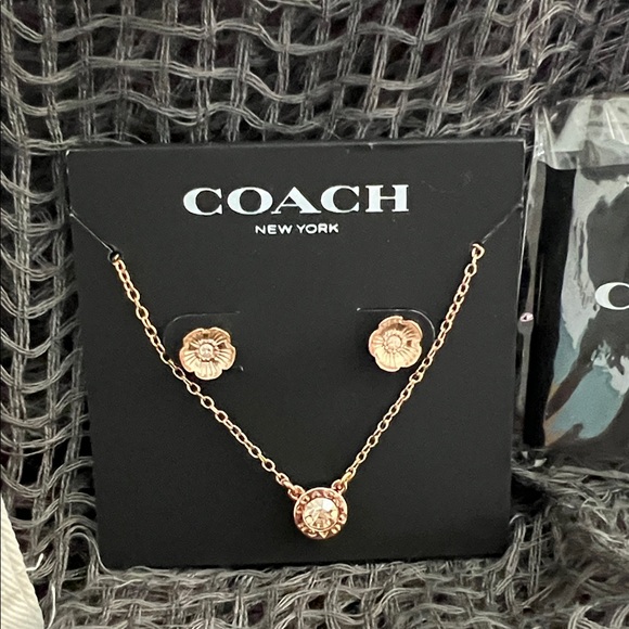 Coach Jewelry - Coach Gold Floral Earrings and Necklace Set